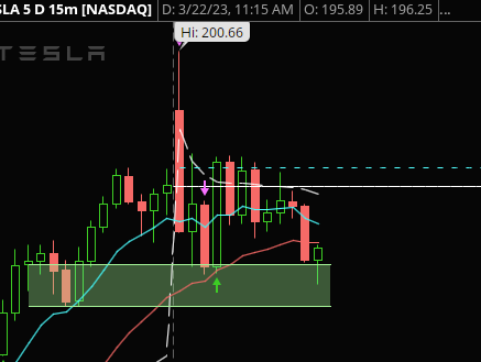 ThinkOrSwim Supply and Demand TSLA